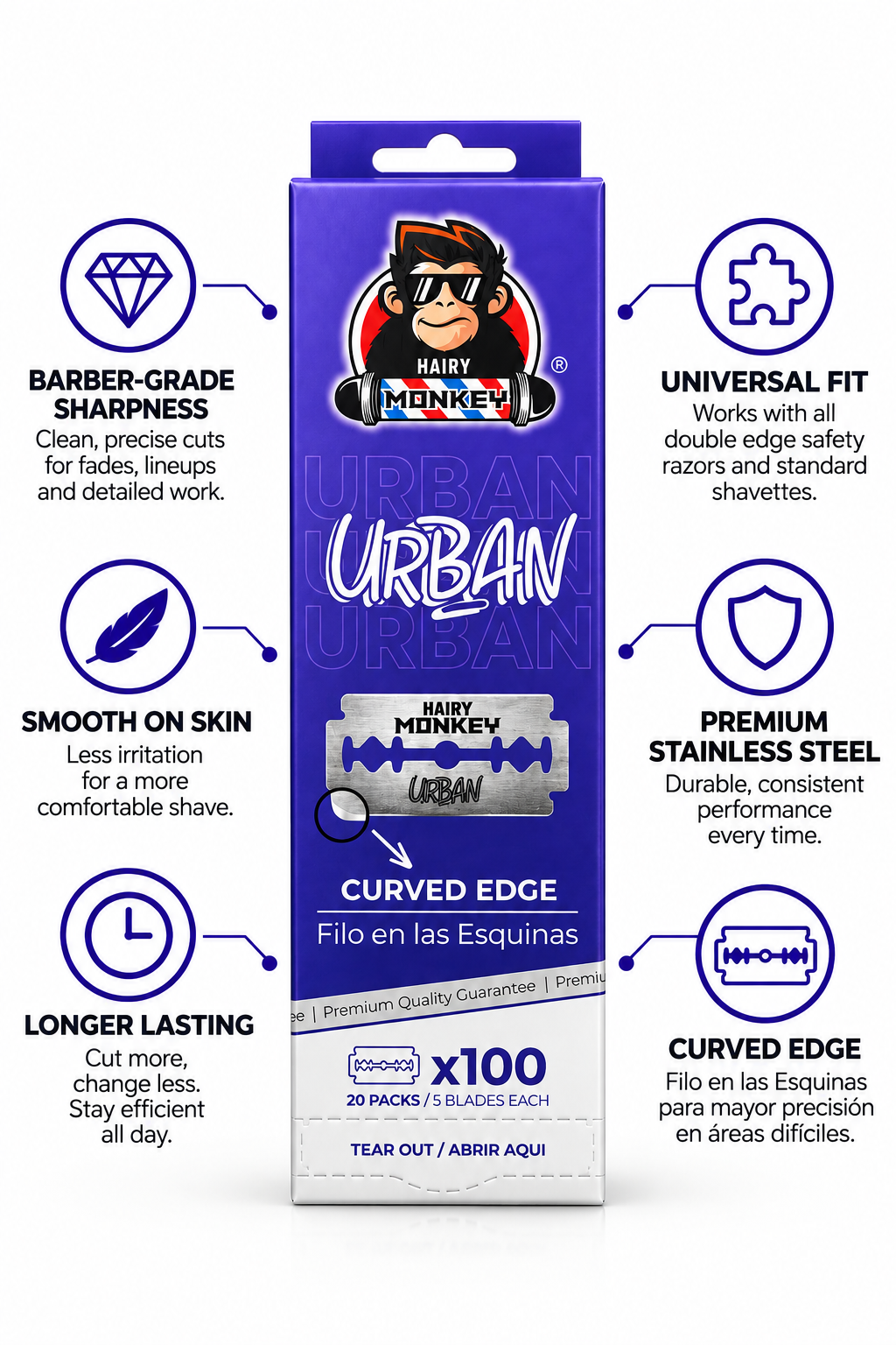 Double Edge Razor Blades (100 Pack) - Hairy Monkey Urban